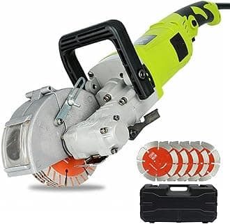 Electric Wall Chaser with 5pcs 125mm Saw Blades 4000W 7500RPM Wall Groove Cutting Machine Slotter Adjustable Cutting Depth & Width for Granite Marble Concrete Stone