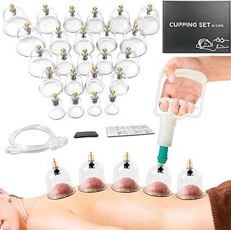 Cupping Therapy Set, 24 Massage Cups Cupping Set with Pump Vacuum Suction Cups for Body Cellulite Massage Back Pain Relief, Chinese Acupoint Physical Hijama