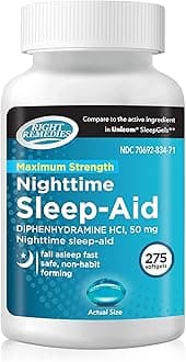 Nighttime Sleep Aid Softgels, (275 softgels), Diphenhydramine HCI 50 mg, Fall Asleep Fast, Supports Deeper, Restful Sleep