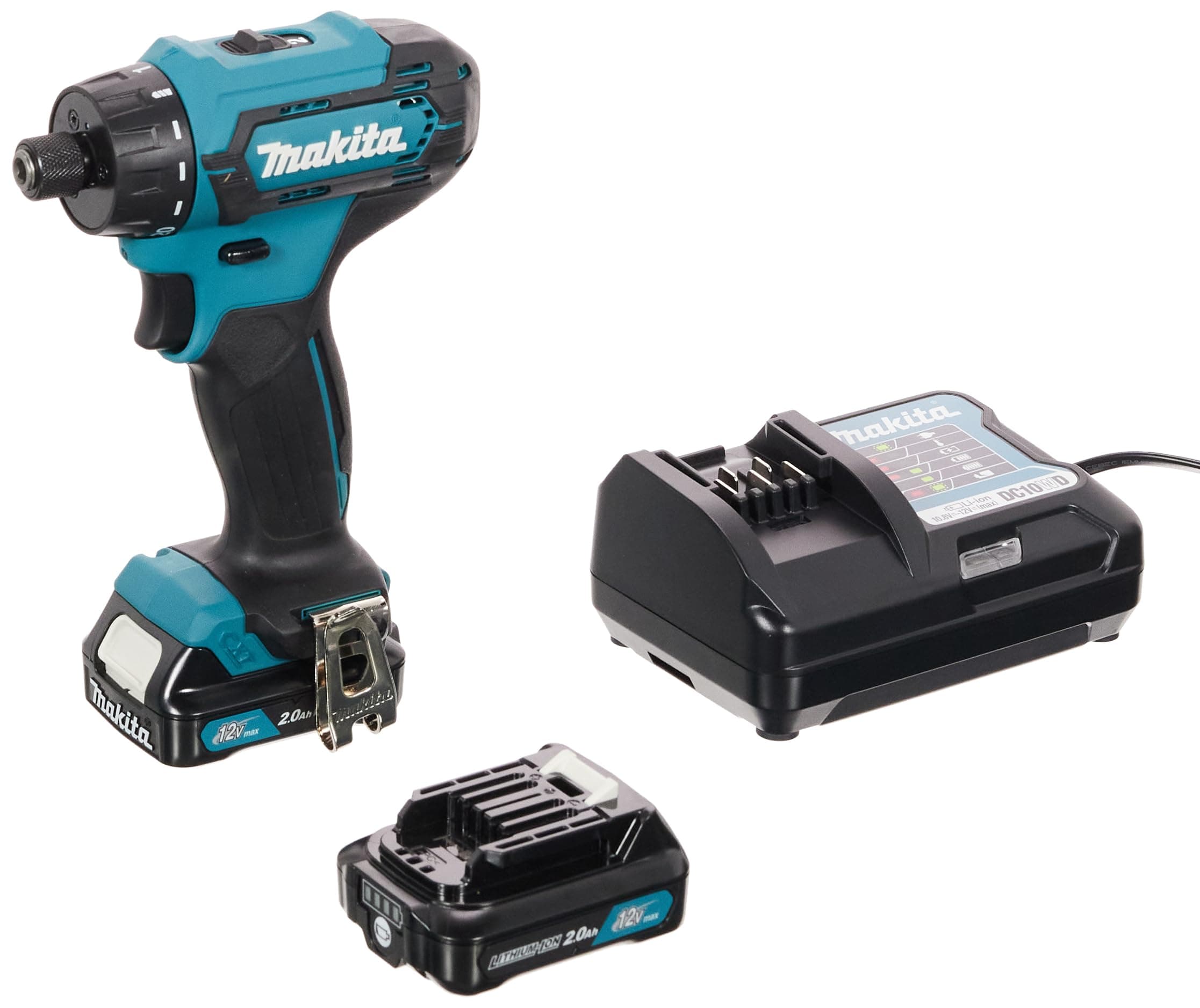 DF033DWAE 12V Max Li-Ion CXT Drill Driver Complete with 2 x 2.0 Ah Li-Ion Batteries and Charger Supplied in A Carry Case