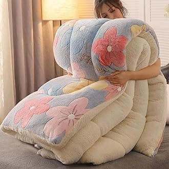 Cotton Winter Patchwork Duvet, Winter Warm Lamb Velvet Core, Thick Warm Lamb Cashmere Blanket, Lamb Velvet Winter Quilt, Autumn and Winter Thickened Warm Quilt,A,150 * 200cm(5.5kg)