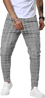 Men's Slim Fit Dress Pants Casual Stretchy Twill Chinos Tapered Skinny Slacks