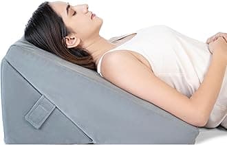 FOVERA Wedge Pillow for Back Support, Adjustable Memory Foam Bed Wedge Pillow for Sleeping, Acid Reflux, GERD, Snoring, Pregnancy, Post-Surgical Recovery (Velvet Grey, Standard - 22x22x12 Inch)