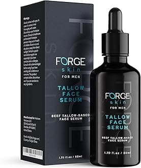 FORGE SKIN® Night Beef Tallow Serum for Men [TALLOW-BASED] - Facial Essence for Face Wrinkles with Essential Oils - Natural Green Tea Skincare for Radiance and Skin Hydration (1.7 OZ)