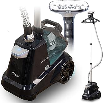 Heavy Duty Commercial Full-Size Garment Steamer with Foot Pedals and Extra Large 3L (101.5 oz) Water Tank, 1800 watts of Poweful Steam (Navy)