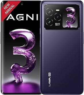 Lava Agni 3 5G (Heather Glass, 8GB+256GB) | India's 1st Dual AMOLED | 1.5K Curved Display | Dimensity 7300X | 50MP Triple AI Telephoto Camera | 66W Fast Charge | with Charging Adapter
