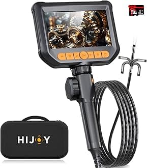 Hijoy Articulating Borescope Camera with Light - Two-Way Endoscope with 8 Adjustable LED Lights | 4.3" LCD Screen | 1920P HD Inspection Cameras with 0.33in Articulated Snake Camera for Men | S20