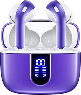 - TAGRY Bluetooth Headphones True Wireless Earbuds 60H Playback LED Power Display Earphones with Wireless Charging Case IPX5 Waterproof in-Ear Ear buds with Mic for TV Smart Phone Laptop Computer Sports
