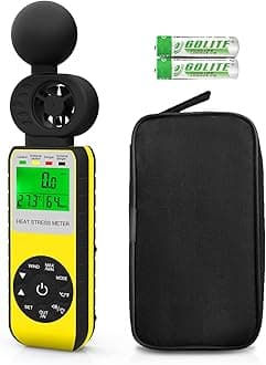 Digital Wind Speed Meter Anemometer,Handheld Heat Stress WBGT Meter Tracker Measures Wind Velocity/Wind Temperature/Humidity,Wind Gauge Wet-Bulb Globe Temperature Monitor for Industrial and Outdoor