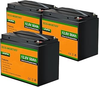 ECO-WORTHY12V 50Ah 3 Pack LiFePO4 Lithium Battery (Pack in Series to 36V 50Ah), Built-in BMS, 3000+ Deep Cycle, Replacement of Lead-Acid Battery, Easy Installation, for Golf Cart, Trolling Motor