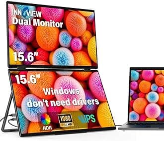 Laptop Screen Extender 15.6" Dual Portable Monitors 1080P FHD Stacked Folding Triple Monitor HDMI USB-C Portable Dual Monitor for Laptop Windows Mac (No Driver Needed)