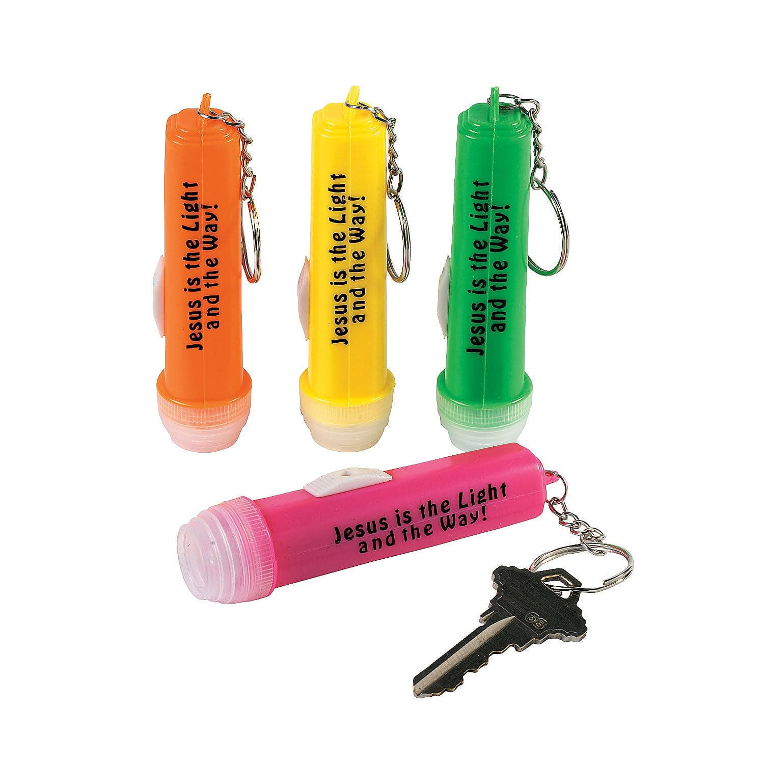 Fun Express Jesus is The Light Flashlight Key Chains (Set of 12) Religious Party Supplies - VBS Vacation Bible School Supplies/Decor