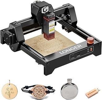 LONGER Ray5 mini Laser Engraver, Desktop Engraver (Wi-Fi Supported), 12,000 mm/min Engraving Speed, 140×130mm Work Area, for Wood, Metal, Acrylic & Leather, Emergency Stop (2.5W-Black)