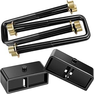 HHCSOP 2" Rear Lift Block Kits, Compatible with 2007-2021 Chevrolet Chevy Silverado 1500, 2007-2019 GMC Sierra 1500, 2 inch Rear Leveling Kit Extended Square U-Bolts