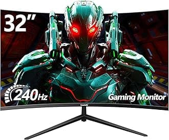 Gawfolk 32 Inch Curved Gaming Monitor 240Hz, 1800R PC Monitor Full HD 1080P, Frameless Computer Dispaly with Freesync and Eye Care Technology, Wall Mountable