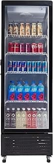 PremiumLevella 10.0 cu. ft Commercial Upright Display Frost Free Refrigerator Glass Door Beverage Cooler with LED Light Strip in Black PRNS1057DX