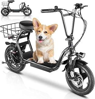 Caroma Electric Scooter for Adults with Seat, 800/1200W Motor, Max 30Miles Ranges&20Mph, 14" Fat Tire Foldable E-Scooter with Carry Basket, Dual Braking Dual Suspension, 300lbs Max Load