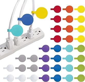 Wrap-It Storage Cable Labels by - Circles (36-Pack) Multi-Color - Hook and Loop Tags to Label Charger Cords, Computer Cords, Speaker Wire - Identification Markers and Cord Labels for Electronics