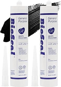 Black BioSeal 100% Silicone Sealant Caulk General Purpose, Waterproof and No Odor 10.1 Ounce Cartridge -Black 2 Set