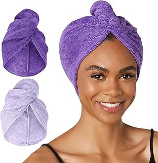 Turbie Twist 2-Pack Microfiber Hair Towel for Beauty, Travel, Gifting - Hair Wrap Turban for Straight, Wavy & Curly Hair - Premium Personal Care - Dark Purple & Light Purple