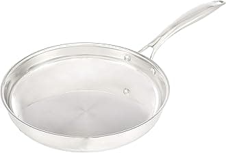 Amazon Basics Oven Safe, Riveted Handle Frying Pan - Silver, 10-Inch