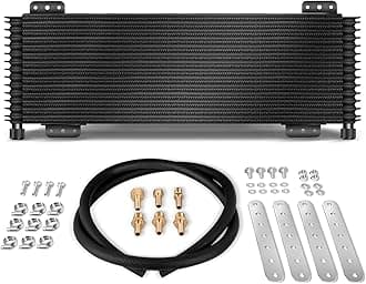 LPD47391 Low Pressure Drop 40k Transmission Oil Cooler Compatible with Tru Cool Heavy Duty 40,000 GVW Max Trans Cooler with Mounting Hardware (Black)