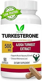Turkesterone Supplement 500mg, 90 Capsules (Ajuga Turkestanica Extract Std. to 10% Turkesterone) Natural Anabolic Supplement 90 Capsules By VITARUHE