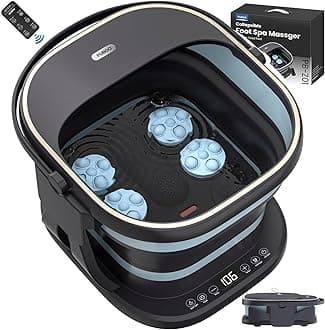 Puboo Collapsible Foot Spa Bath Massager with Heat, 95-115°F Precise Temp Control, Motorized Massage Rollers, Heated Foot Bath Soak Tub, Fits US Men’s Size 11