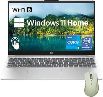 HP (Upgraded) 15.6" HD Touchscreen Laptop, Intel Core i5-1235U, 16GB RAM, 1TB PCIe SSD, Webcam, HDMI, Numeric Keypad, Wi-Fi 6, Windows 11 Home, Silver, Bundle with Thunderobot ML101 Wireless Mouse