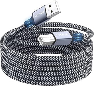 Printer Cable 25 feet - USB Printer Cable Nylon Braided USB Type A to B Cord Compatible with HP, Canon, Epson, Dell, Brother, Lexmark, Xerox, Samsung etc