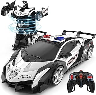 Transform Rc Cars for Boys 4-7 8-12, 2.4Ghz Remote Control Car 1:18 Scale Transforming Robot, One-Button Deformation 360° Rotation Car Toy Gifts for Boys 3-5