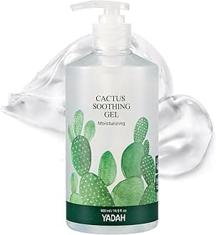 YADAH Cactus Soothing Gel (16.9fl oz) - 95% Cactus Extract, Sunburn Relief, Calm, Cool & Soothe Irritated Skin, Face Redness. Korean Skin Care, Vegan.