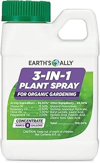 Earth's Ally 3-in-1 Plant Spray 8 Oz Concentrate for Pests and Disease - Organic Insecticide, Fungicide, Miticide - OMRI Listed for Indoor Houseplants and Outdoor Garden - Safe for Bees, Kids, Pets