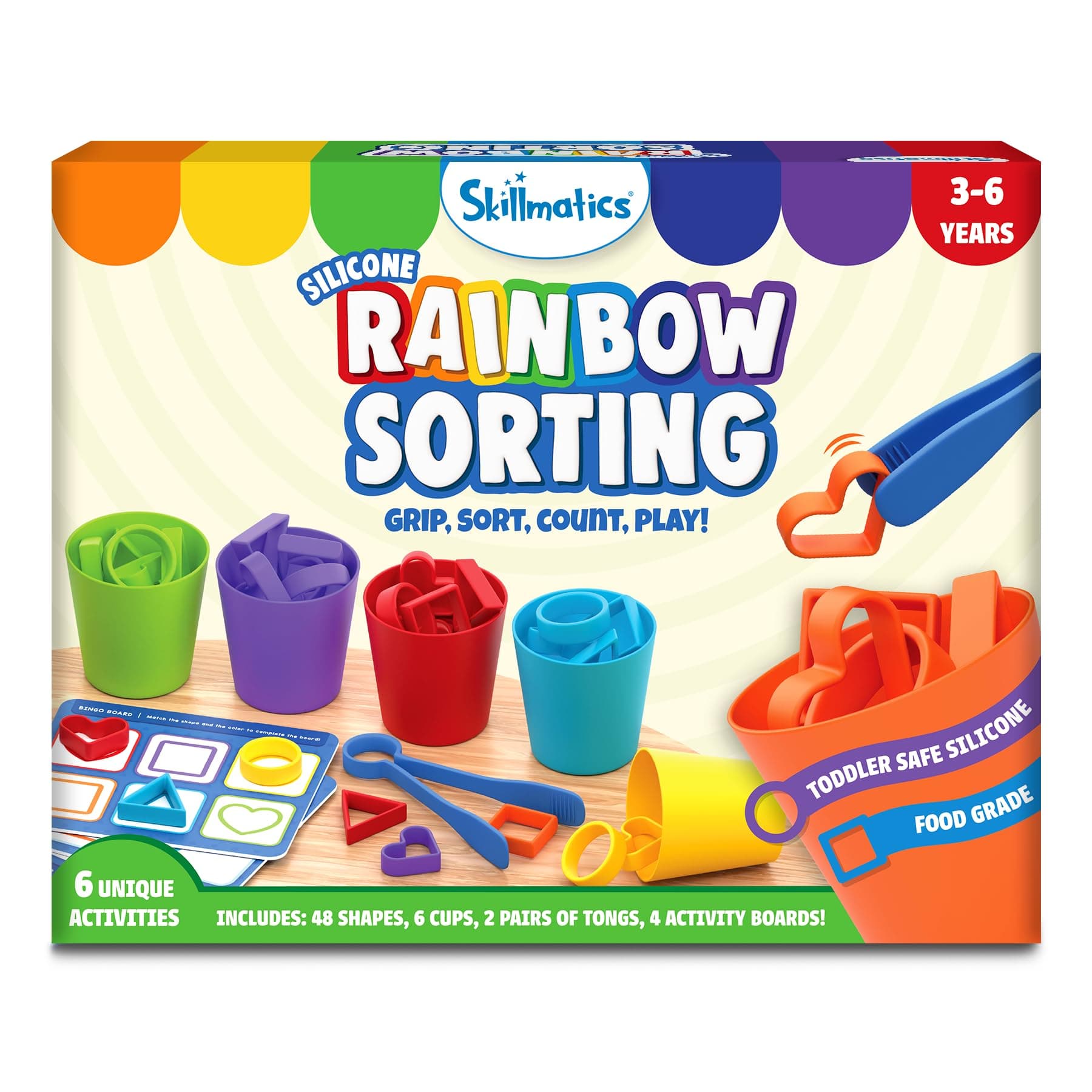 Skillmatics Silicone Rainbow Sorting Board Game - Learning & Educational Toy, Sorting, Counting & Sequencing Skills, Gift for Toddlers & Preschoolers Ages 3, 4, 5, 6