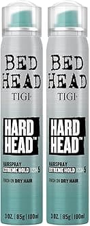Bed Head Hard Head Hair Spray –Travel Size Hair Spray, Extra Strong Hold for All Day Style and All Hair Types, 3 oz, 2 Pack