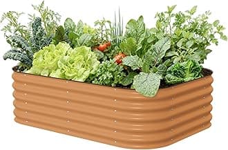 Vego garden Aluzinc Raised Garden Bed Kits, 17" Tall 6 in 1 Modular Metal Raised Planter Bed for Vegetables Flowers Patio Ground Planter Box, Terra Cotta