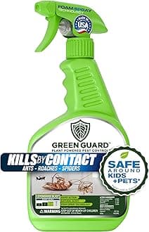 Green Guard Pest Control Spray - Indoor & Outdoor Killer of Ants, Roaches, Spiders & Other Crawling Insects, Safe Around Children & Pets, Plant-Based, Pleasant Scent (Lemongrass Blast, 32 oz)