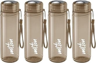 MILTON Hector 1000 Pet Water Bottles, Set of 4, 1 Litre Each, Brown, Reusable Plastic Fridge Bottle, BPA Free and Leak Proof Bottles for Travel, Work