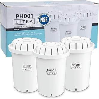 PH001 Ultra Alkaline Water Filter – Replacement Water Filters for Pitchers – pH Water Filter Cartridge – For Alkaline Water Filter Pitcher, 300 Gallon Capacity (3-Pack White)