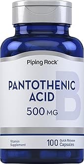 Piping Rock Pantothenic Acid 500mg | 100 Capsules | as Calcium d-Pantothenate | Non-GMO, Gluten Free Supplement