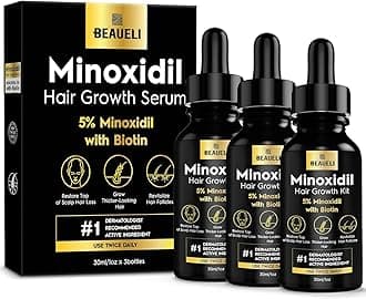 5% Minoxidil Hair Growth for Men and Women: Extra Strength Minoxidil Regrowth Treatment Serum for Thinning Hair Loss to Grow Thicker Fuller Faster 30ml 3Bottles