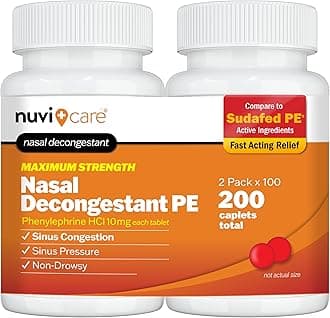 Max Strength PE Phenylephrine HCl 10mg Non Drowsy Nasal Decongestant - Allergy Sinus Congestion Relief Compare to Sudafad PE Decongestant Tablets - Sinus Decongestants for Adults (2 Pack)