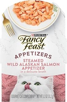 Purina Fancy Feast Appetizers Lickable Grain Free Wet Cat Food Topper Wild Alaskan Salmon Appetizer - (Pack of 10) 1.1 oz. Trays