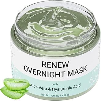 Renew Overnight Sleeping Facial Mask by Doppeltree with Aloe Vera Gel & Hyaluronic Acid - Anti Aging Hydrating Face Mask for Sunburn Relief, Skin Care & Repair - Formulated in San Francisco