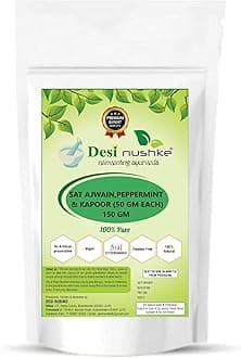 Desi Nushke Sat ajwain,Peppermint & Bhimseni kapoor (50 gm Each) | Thymol, Menthol & Camphor Crystal |Total weight 150 gm/ 5.29 Oz.