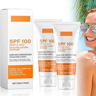 Sunscreen SPF 100 | Sunscreen For Body & Face, Face Sun Lotion Cream with SPF100, Ultra Light UV Protetion Cream, Refreshing And Non Greasy, 50g (2 PCS)