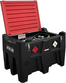 AM-TANK Portable Gas Fuel Tank - Gasoline Can w/ Pump, Plug & Cover Lid, 116 Gal, Red/Black