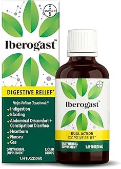 Liquid Drops, Herbal Relief for Upset Stomachs: Occasional Indigestion, Bloating, Gas, Nausea, Upset Stomach; Gluten Free; 6 Herbal Blend with Iberis a