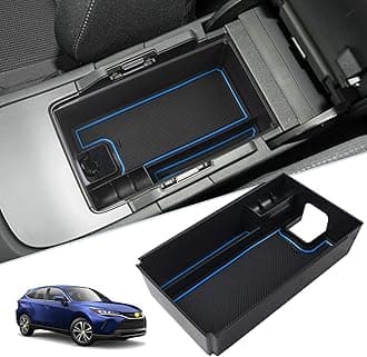 SKTU (Update) Compatible with 2021 2022 2023 2024 Toyota Venza Center Console Organizer 2024 2023 2022 2021 Toyota Venza Accessories ABS Black Materials Tray Armrest Secondary Storage Box (Blue)