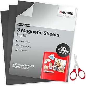 GAUDER Magnetic Sheets with Adhesive Backing (8' x 10') | Black Adhesive Magnetic Sheets (3 Pieces)